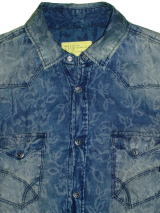 GAS Thema.JW01 Item.SHIRTS Style No.150767 Material No.010378 STYLE NAME.KANT INDIGO FLOWER JACQAURD 3O Color.WY46 WY46